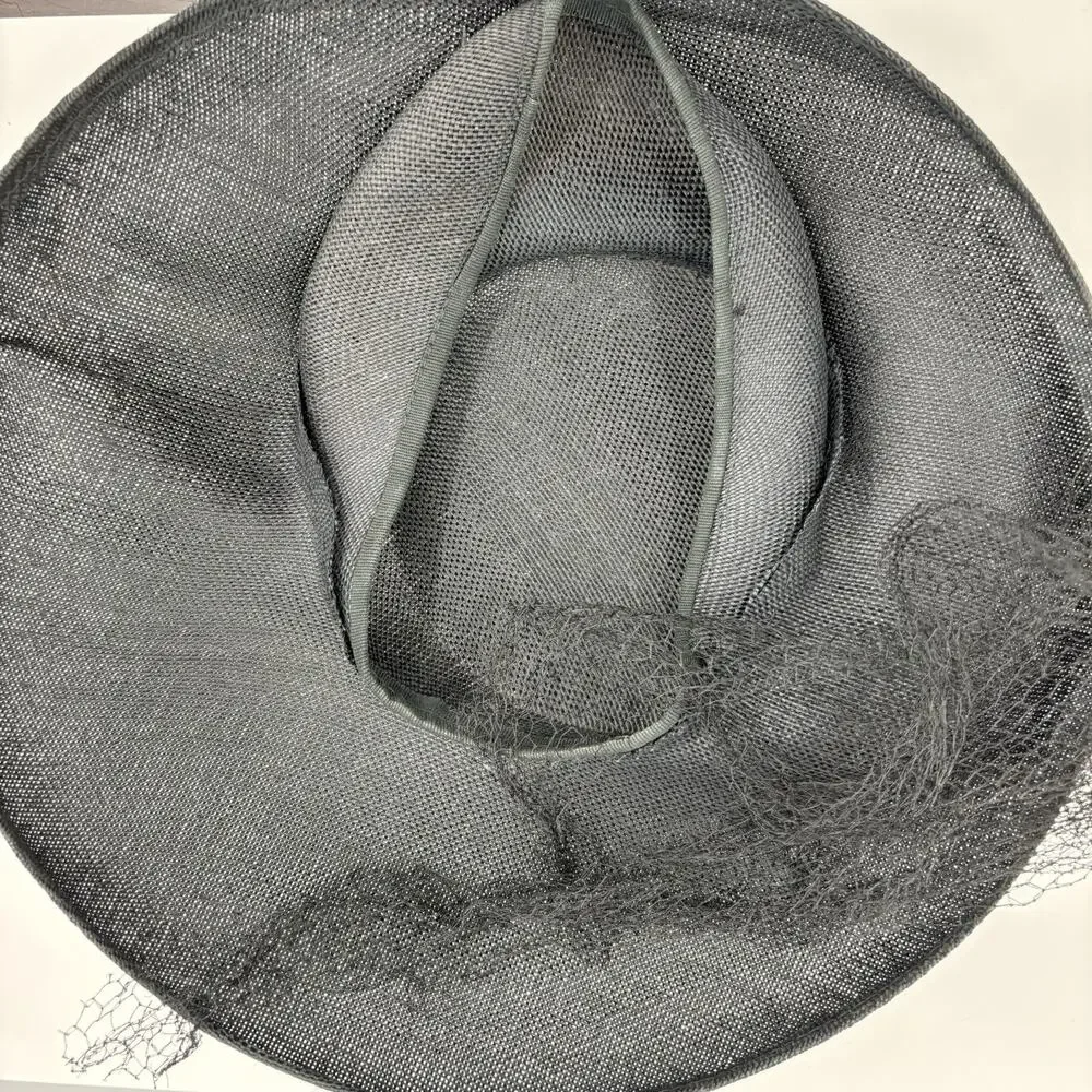 Vtg Black Tilt Fascinator Hat Birdcage Veil Cocktail Church Derby Wedding